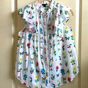 EUC Ann Taylor botanical print blouse